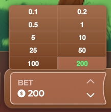 Set the bet per arrow