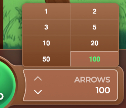Decide the number of arrows (1 to 100) 